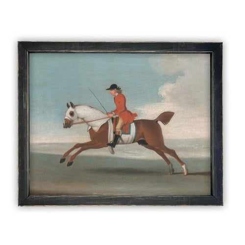 Vintage Framed Canvas Art // Framed Vintage Print // Vintage Horse Painting // Antique Equestrian Art // Farmhouse Print //#A-190