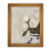Vintage Framed Canvas Art // Framed Vintage Floral Print // Vintage White Roses Painting // Still Life Botanical Farmhouse print //#BOT-162