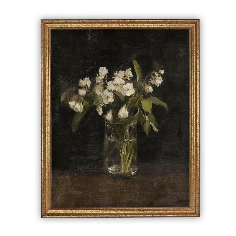 Vintage Framed Canvas Art // Framed Vintage Floral Print // Vintage Flowers Painting // Still Life Botanical Farmhouse print //#BOT-165