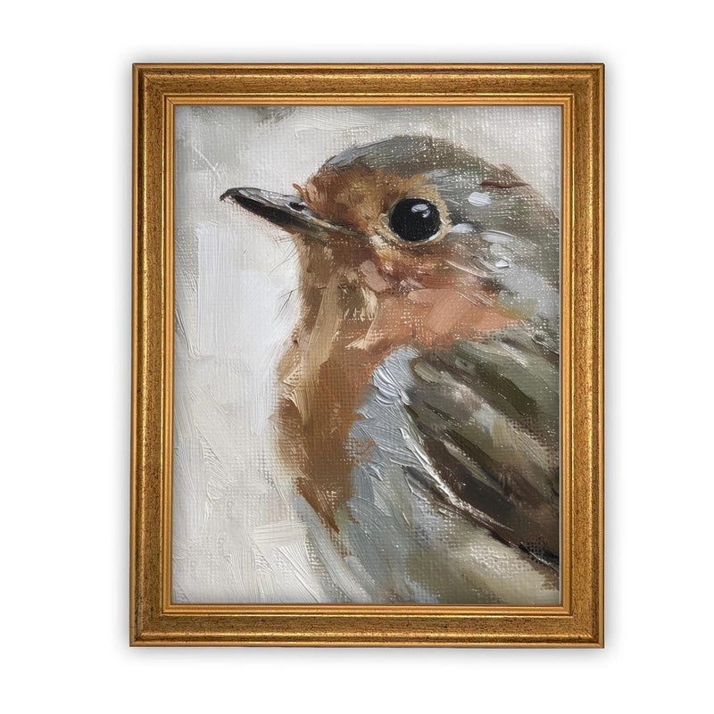 Vintage Framed Canvas Art // Framed Vintage Print // Vintage Painting // Bird Art // Girls Room or Nursery print //#A-193