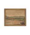 Vintage Framed Canvas Art // Framed Vintage Print // Vintage Oil Painting // Vintage Landscape Barn Art // Modern Farmhouse Art //#ARC-126