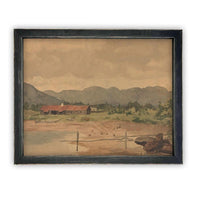 Vintage Framed Canvas Art // Framed Vintage Print // Vintage Oil Painting // Vintage Landscape Barn Art // Modern Farmhouse Art //#ARC-126