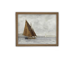 Vintage Framed Canvas Art // Framed Vintage Nautical Print // Vintage Painting // Sailboat Art // Beach House print //#COAS-146