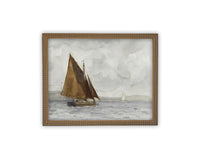 READY to SHIP 11x14 Vintage Nautical Canvas Print: Sailboat Art, Beach House Decor