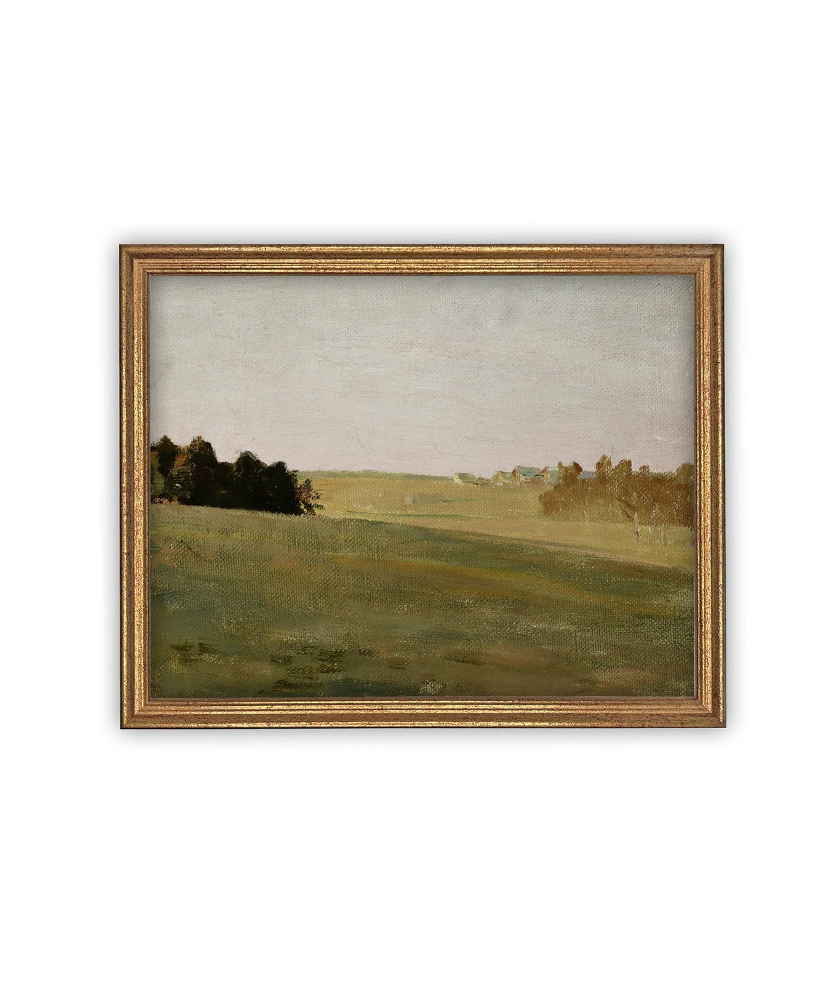 Vintage Framed Canvas Art // Framed Vintage Print // Vintage Painting // Vintage Green Landscape // Farmhouse print //#LAN-264