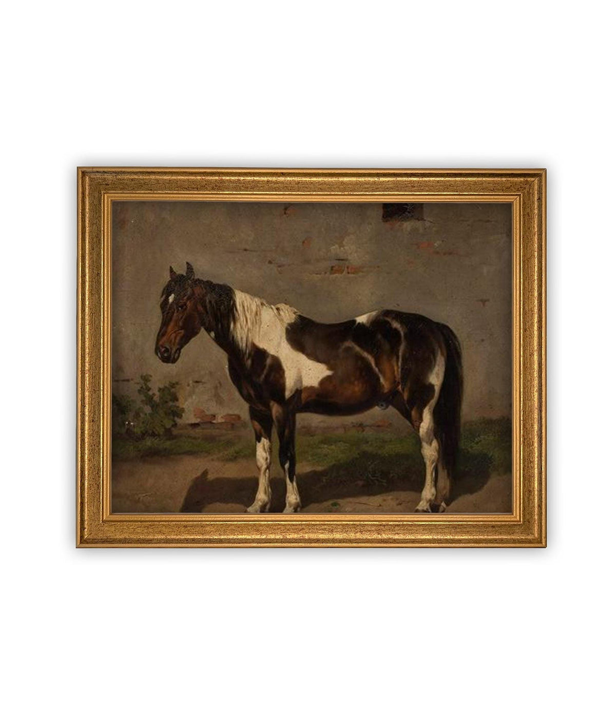 Vintage Framed Canvas Art // Framed Vintage Print // Vintage Painting // Vintage Horse Art// Farmhouse print //#A-192