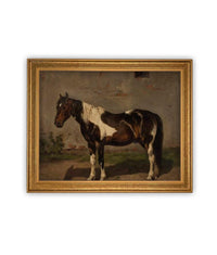 Vintage Framed Canvas Art // Framed Vintage Print // Vintage Painting // Vintage Horse Art// Farmhouse print //#A-192