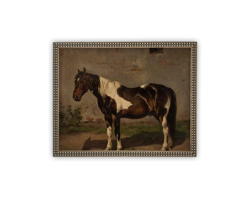 Vintage Framed Canvas Art // Framed Vintage Print // Vintage Painting // Vintage Horse Art// Farmhouse print //#A-192
