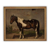 Vintage Framed Canvas Art // Framed Vintage Print // Vintage Painting // Vintage Horse Art// Farmhouse print //#A-192
