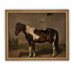 Vintage Framed Canvas Art // Framed Vintage Print // Vintage Painting // Vintage Horse Art// Farmhouse print //#A-192