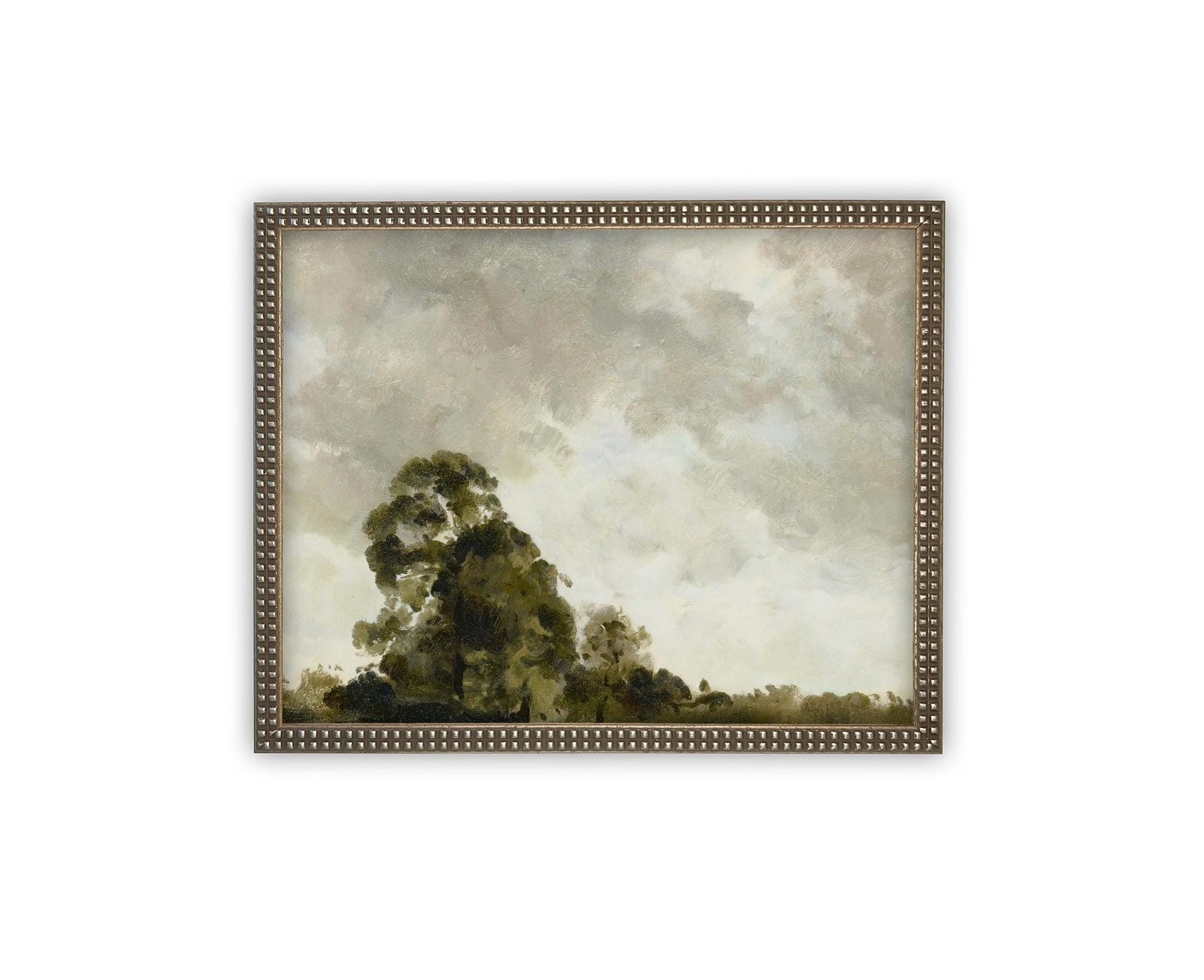 Vintage Framed Canvas Art // Framed Vintage Print // Vintage Painting // Vintage Green Moody Landscape // Farmhouse print //#LAN-272