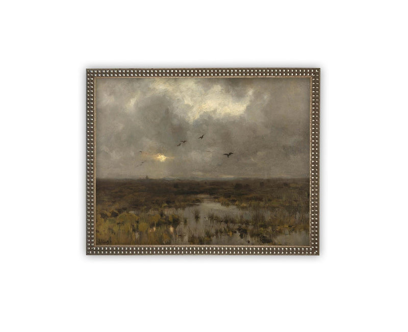 Vintage Framed Canvas Art // Framed Vintage Print // Vintage Painting // Moody Dark Landscape Wall Art // Farmhouse print //#LAN-269