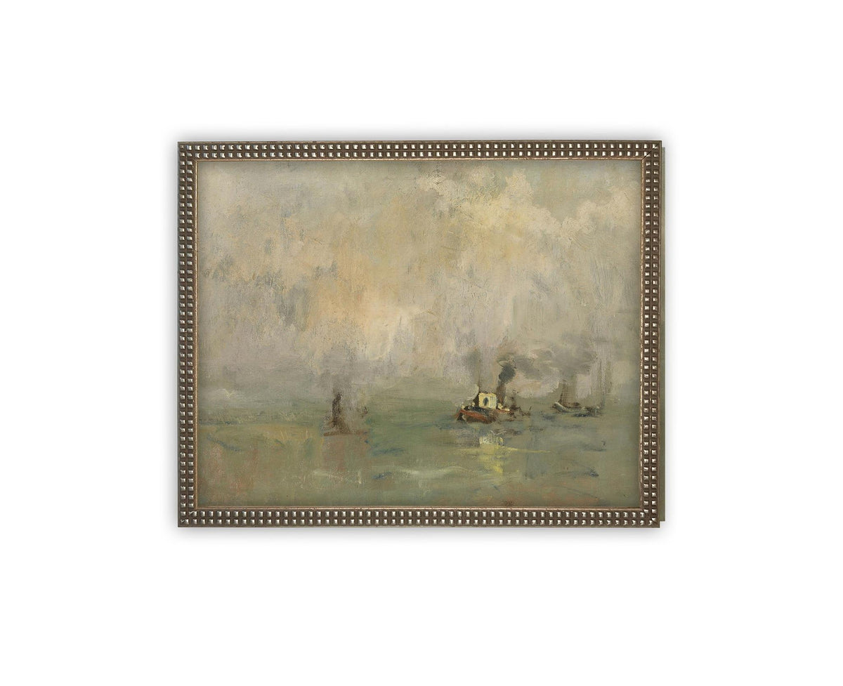 Vintage Framed Canvas Art // Framed Vintage Print // Vintage Framed Oil Painting // Coastal Beach Art // Beach House Print // #COAS-149