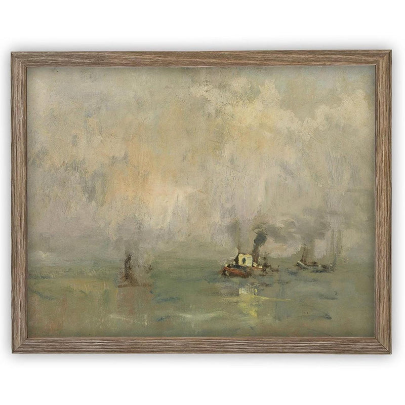 Vintage Framed Canvas Art // Framed Vintage Print // Vintage Framed Oil Painting // Coastal Beach Art // Beach House Print // #COAS-149