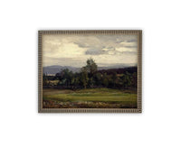 Vintage Framed Canvas Art // Framed Vintage Print // Vintage Painting // Vintage Green Moody Landscape // Farmhouse print //#LAN-267