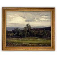 Vintage Framed Canvas Art // Framed Vintage Print // Vintage Painting // Vintage Green Moody Landscape // Farmhouse print //#LAN-267