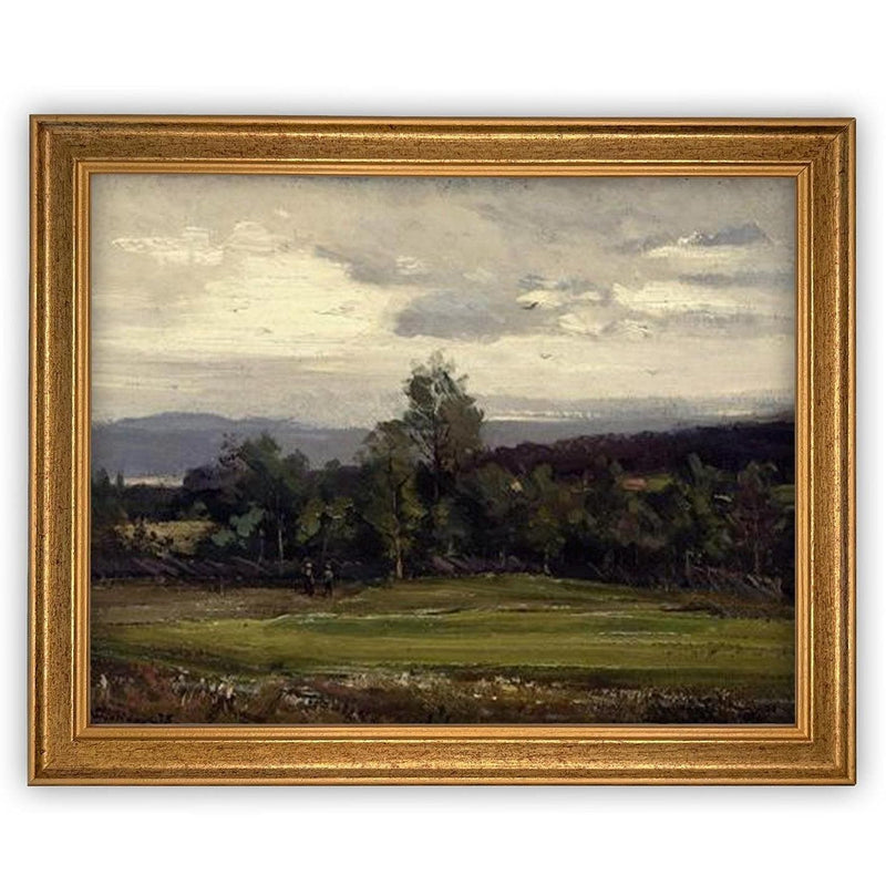 Vintage Framed Canvas Art // Framed Vintage Print // Vintage Painting // Vintage Green Moody Landscape // Farmhouse print //#LAN-267