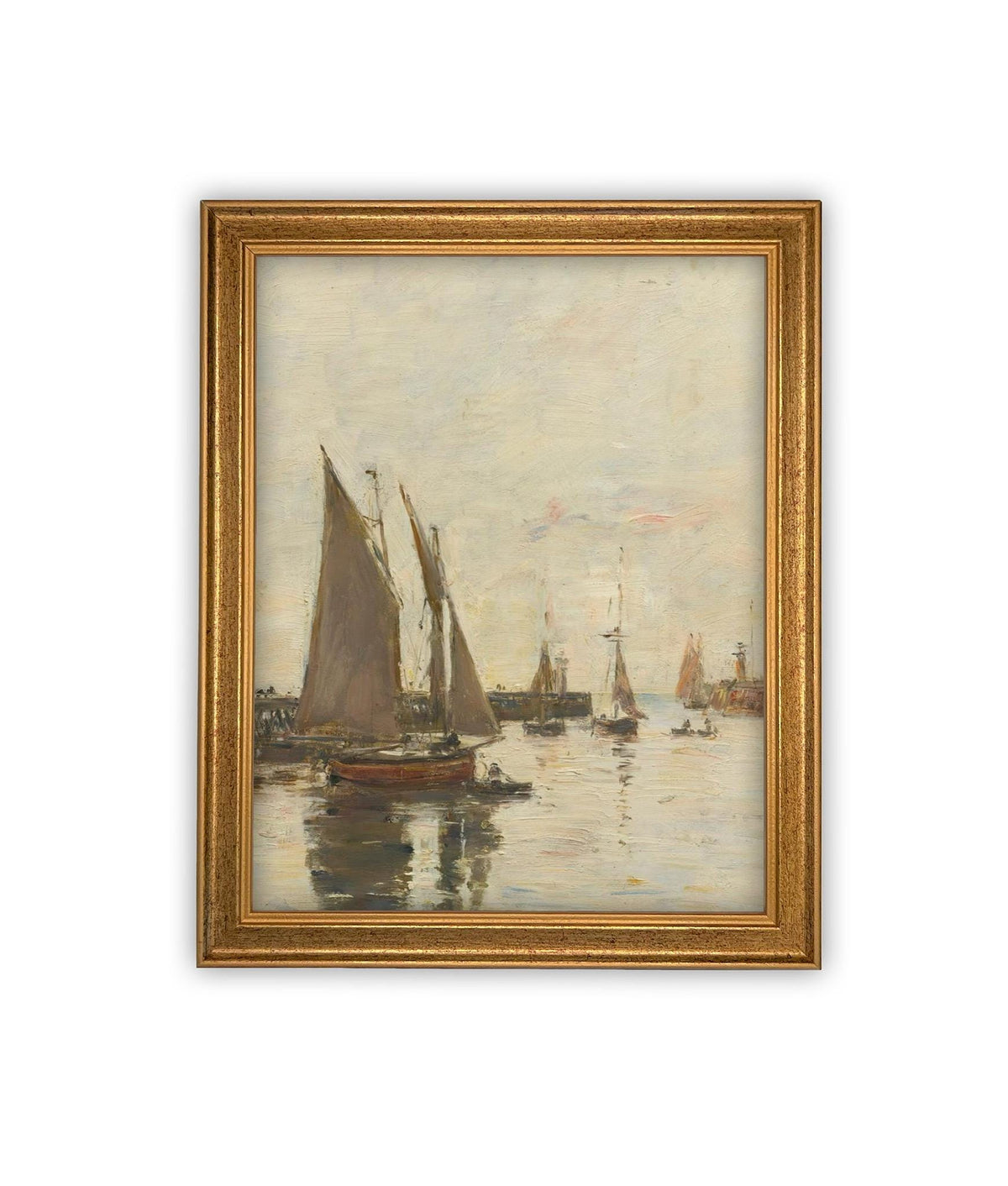 Vintage Framed Canvas Art // Framed Vintage Nautical Print // Vintage Painting // Sailboat Art // Beach House print //#COAS-147