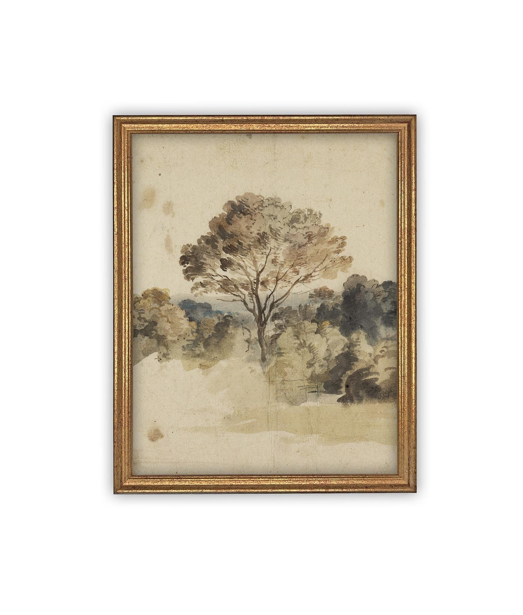 Vintage Framed Canvas Art // Framed Vintage Print // Vintage Painting // Muted Landscape Print // Farmhouse print //#LAN-273