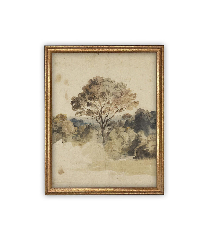 Vintage Framed Canvas Art // Framed Vintage Print // Vintage Painting // Muted Landscape Print // Farmhouse print //#LAN-273
