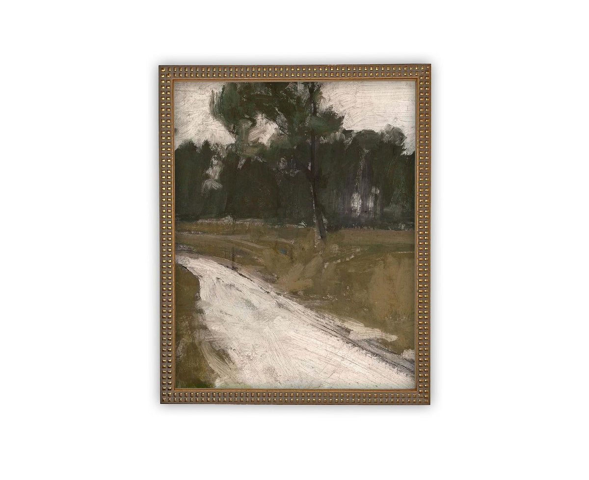 Vintage Framed Canvas Art // Framed Vintage Print // Vintage Painting // Vintage Green Moody Landscape // Farmhouse print //#LAN-274