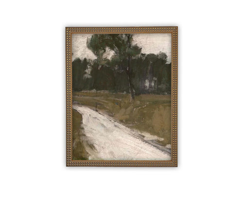 Vintage Framed Canvas Art // Framed Vintage Print // Vintage Painting // Vintage Green Moody Landscape // Farmhouse print //#LAN-274