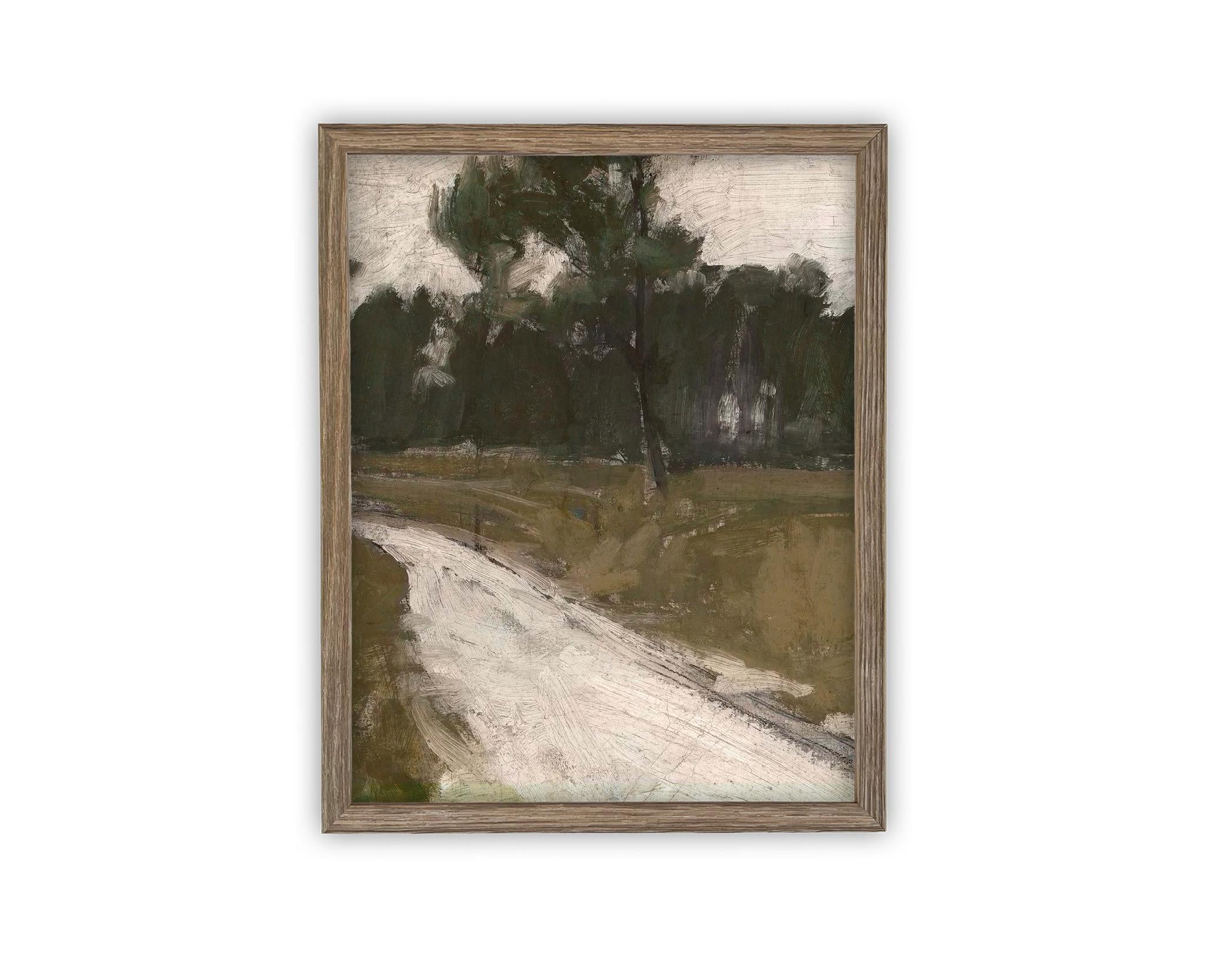 READY to SHIP 11x14 Vintage Canvas Print: Moody Green Landscape Art