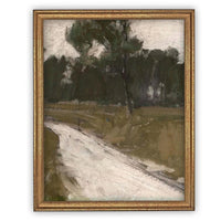 Vintage Framed Canvas Art // Framed Vintage Print // Vintage Painting // Vintage Green Moody Landscape // Farmhouse print //#LAN-274
