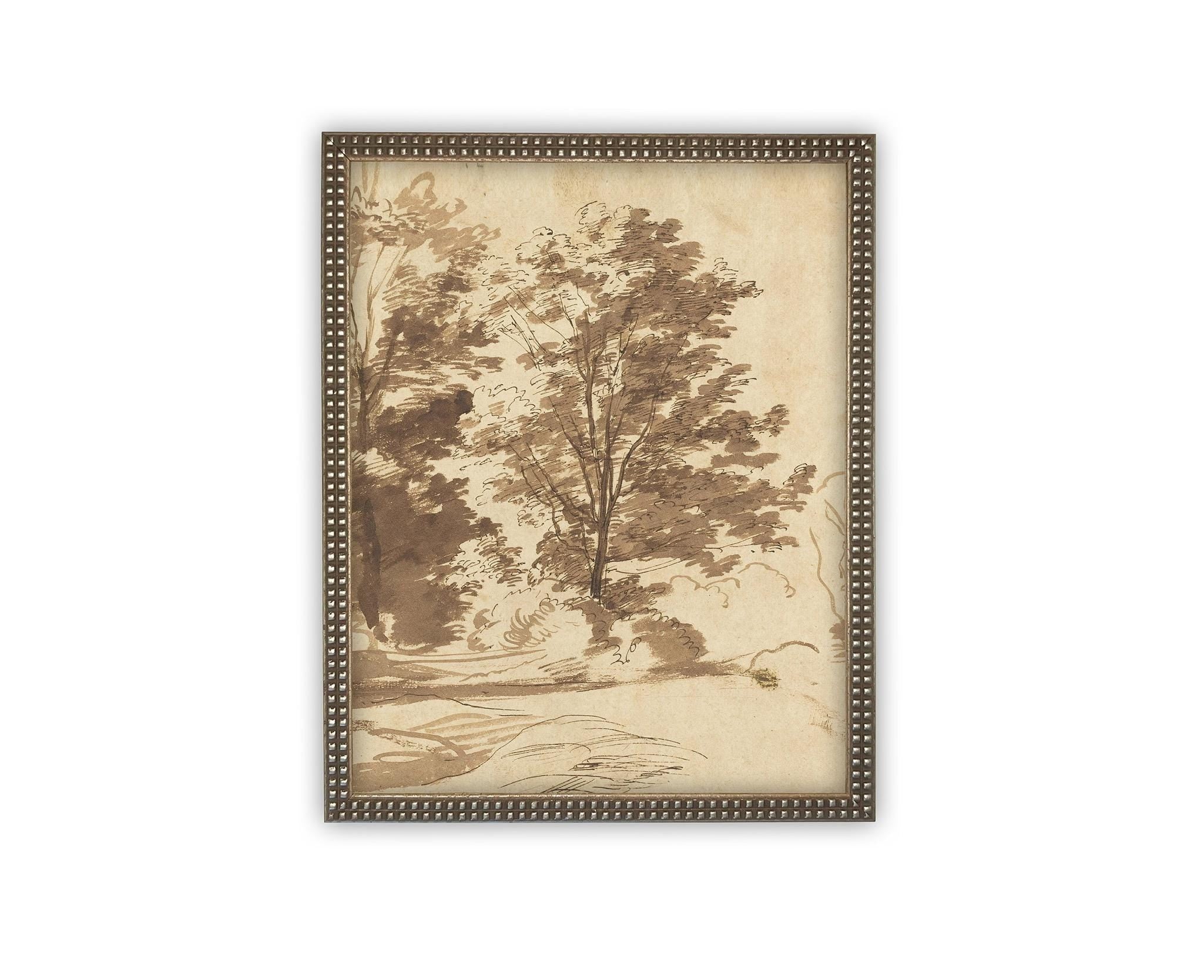 Vintage Framed Canvas Art // Framed Vintage Print // Vintage Painting // Botanical Sketch // Fall Tree//Farmhouse print //#BOT-167