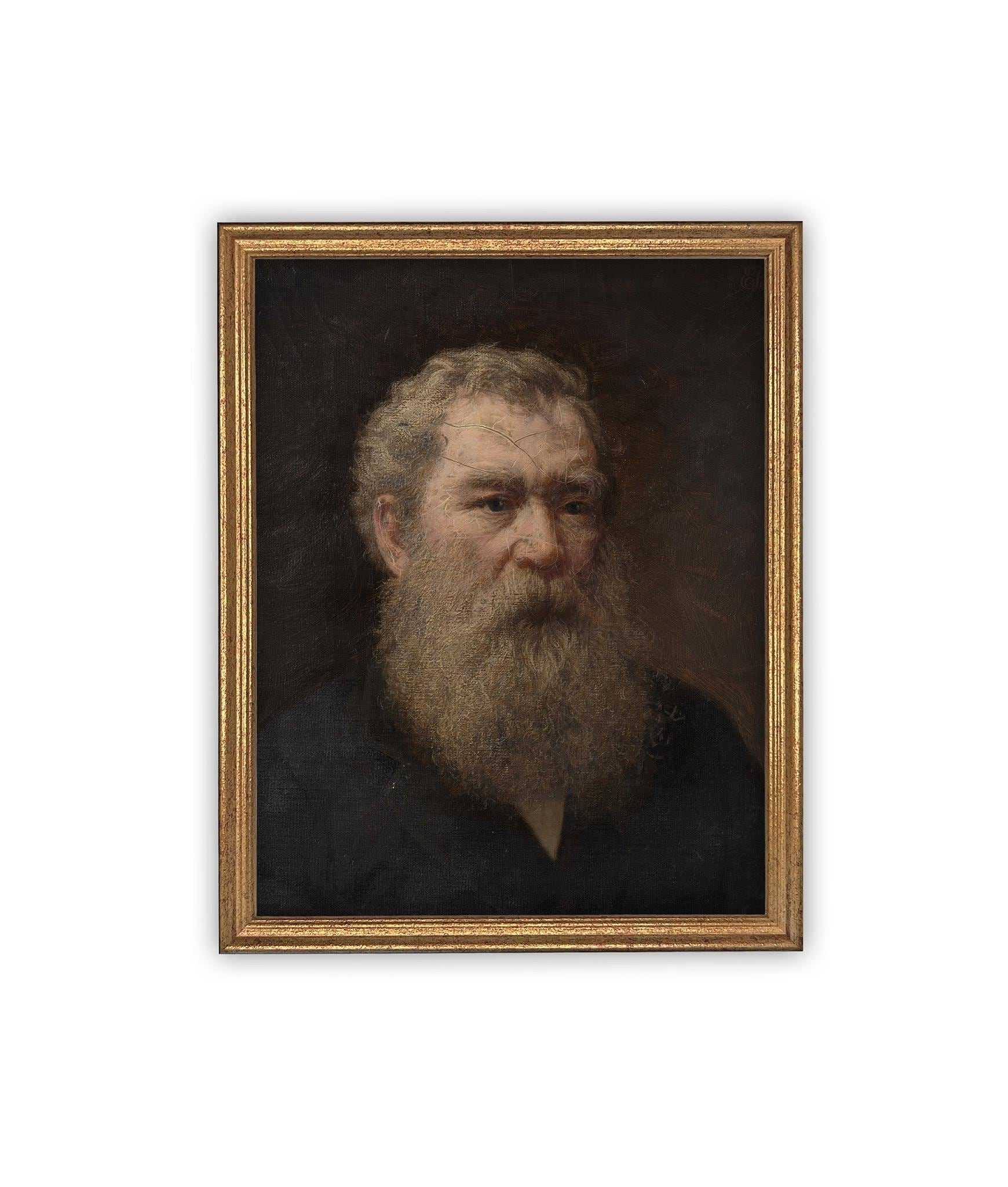 Vintage Framed Canvas Art // Framed Vintage Print // Vintage Painting // Vintage Portrait of a Man// Farmhouse print //#P-554