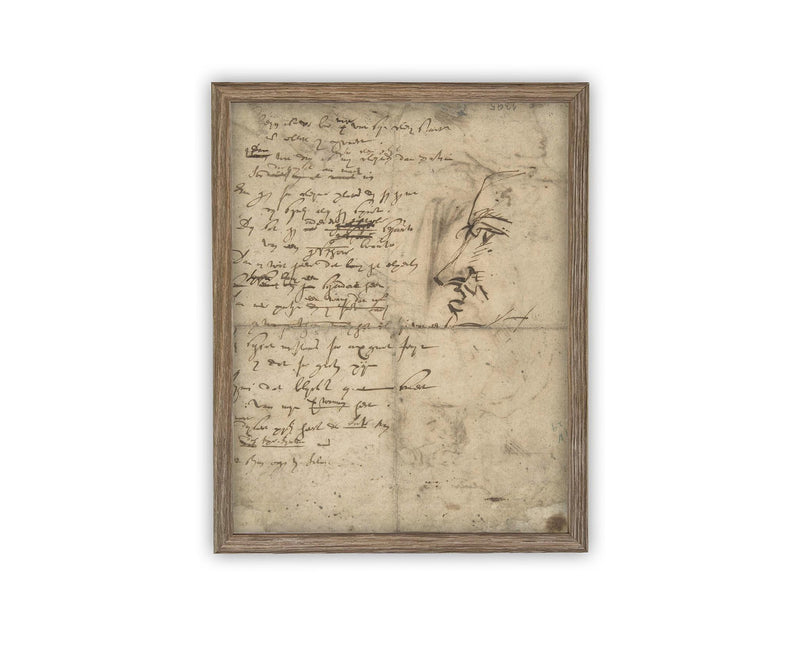 Vintage Framed Canvas Art // Framed Vintage Print // Vintage Painting // Neutral Minimalist Abstract Sketch Art //#MSC-107