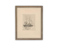 Vintage Framed Canvas Art // Framed Vintage Print // Vintage Painting // Vintage Boat Sketch // Farmhouse print //#COAS-150