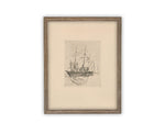 Vintage Framed Canvas Art // Framed Vintage Print // Vintage Painting // Vintage Boat Sketch // Farmhouse print //#COAS-150