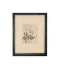 Vintage Framed Canvas Art // Framed Vintage Print // Vintage Painting // Vintage Boat Sketch // Farmhouse print //#COAS-150