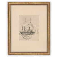 Vintage Framed Canvas Art // Framed Vintage Print // Vintage Painting // Vintage Boat Sketch // Farmhouse print //#COAS-150