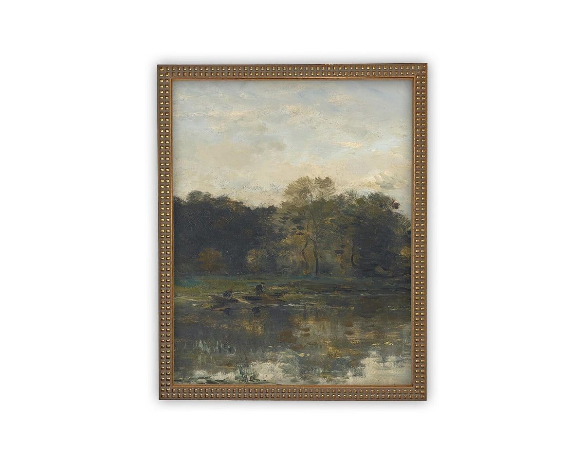 Vintage Framed Canvas Art // Framed Vintage Print Painting // Vintage Green Moody Landscape Set of 3 (sold individually) // #LAN-275