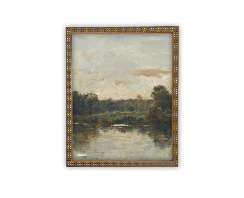Vintage Framed Canvas Art // Framed Vintage Print Painting // Vintage Green Moody Landscape Set of 3 (sold individually) // #LAN-276