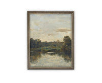 Vintage Framed Canvas Art // Framed Vintage Print Painting // Vintage Green Moody Landscape Set of 3 (sold individually) // #LAN-276