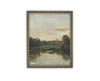 READY TO SHIP 11X14 Vintage Framed Canvas Print: Moody Green Landscape Art
