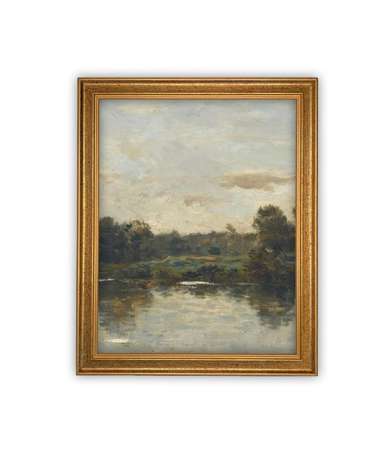 Vintage Framed Canvas Art // Framed Vintage Print Painting // Vintage Green Moody Landscape Set of 3 (sold individually) // #LAN-276