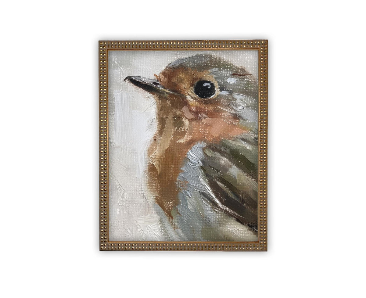 Vintage Framed Canvas Art // Framed Vintage Print // Vintage Painting // Bird Art // Girls Room or Nursery print //#A-193