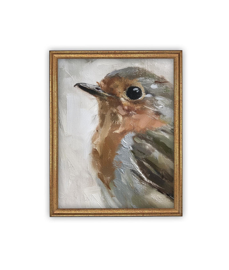 Vintage Framed Canvas Art // Framed Vintage Print // Vintage Painting // Bird Art // Girls Room or Nursery print //#A-193