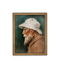 Vintage Framed Canvas Art // Framed Vintage Print // Vintage Painting // Vintage Portrait of a Man// Fisherman print //#P-553