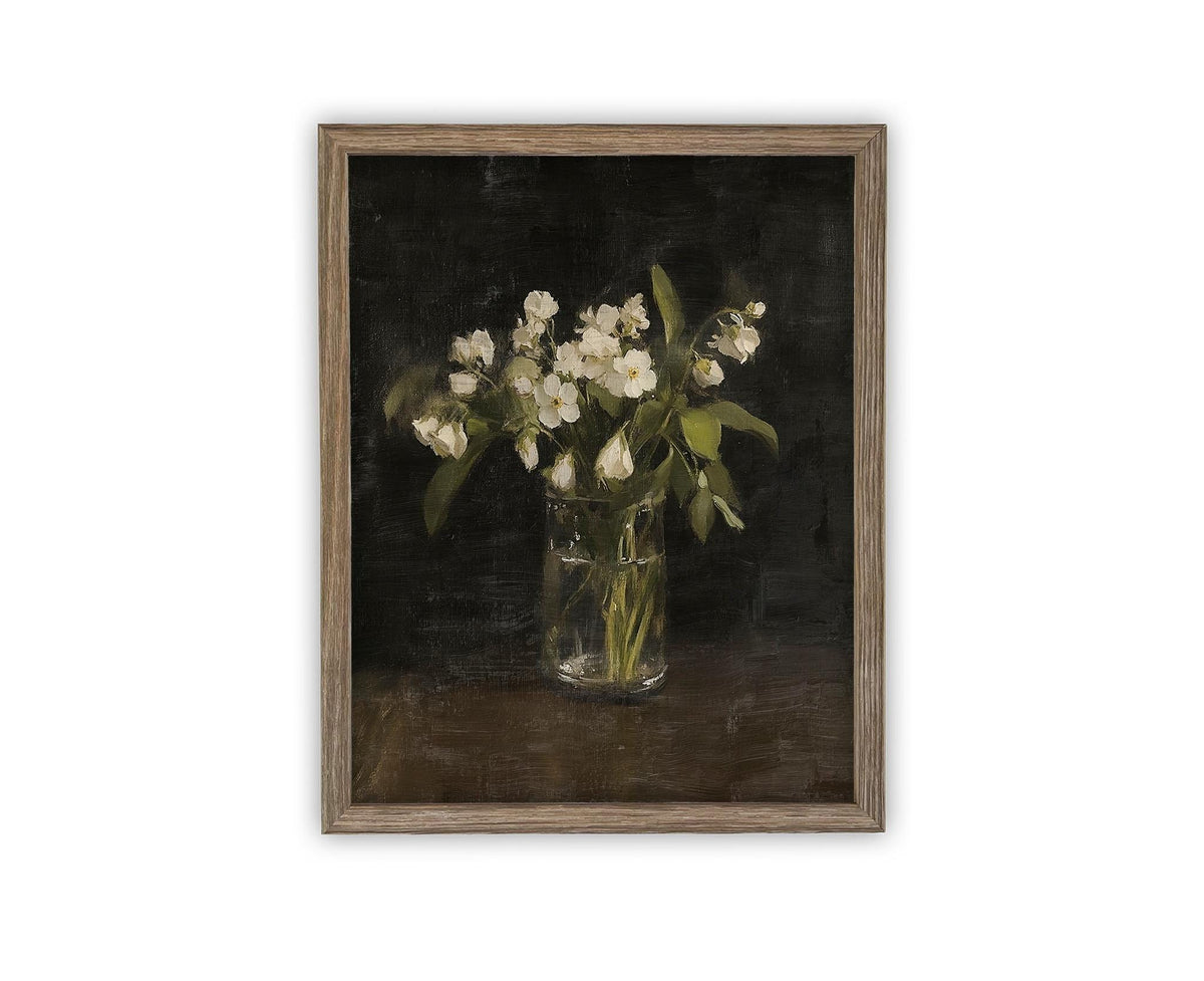 Vintage Framed Canvas Art // Framed Vintage Floral Print // Vintage Flowers Painting // Still Life Botanical Farmhouse print //#BOT-165