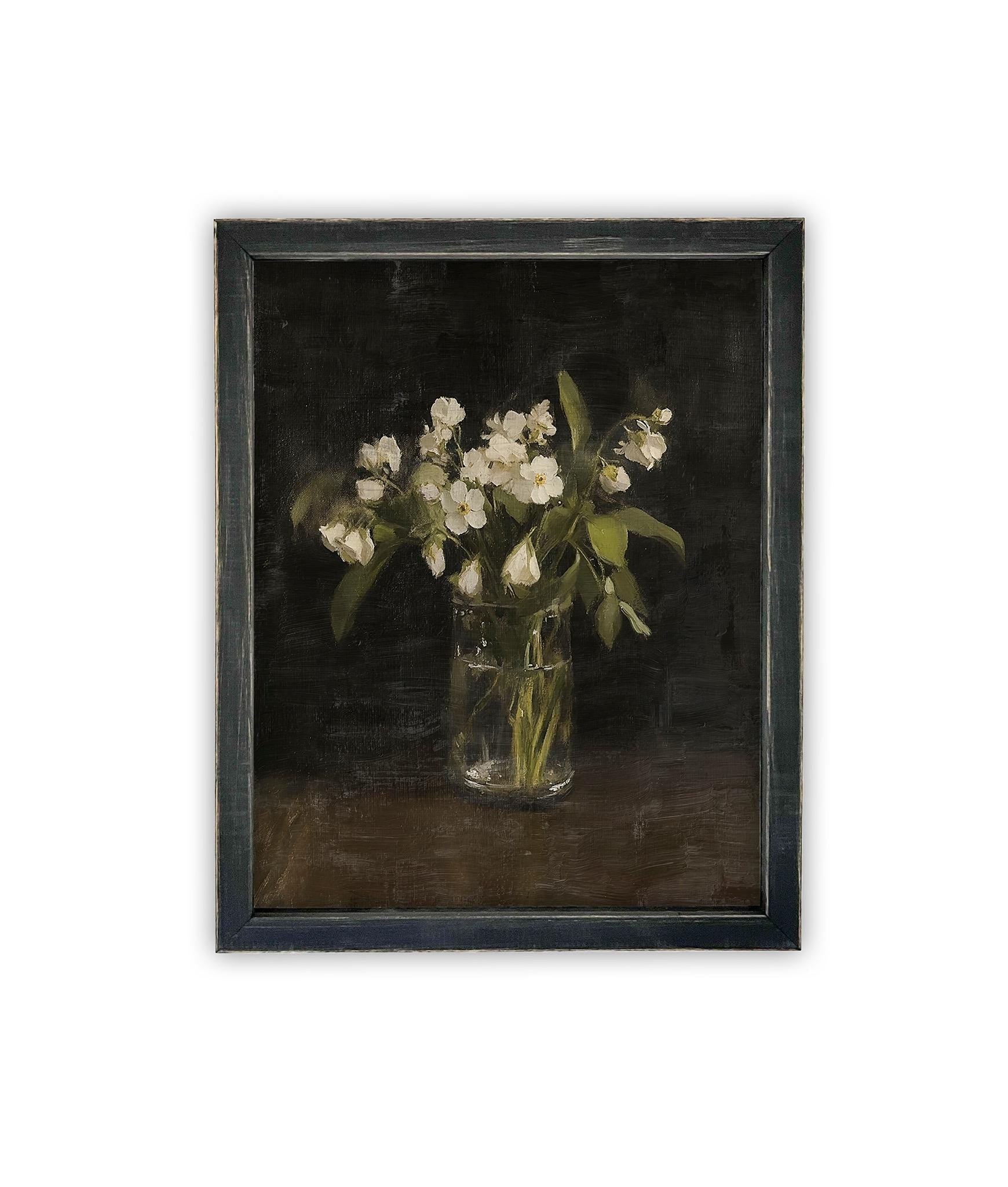 Vintage Framed Canvas Art // Framed Vintage Floral Print // Vintage Flowers Painting // Still Life Botanical Farmhouse print //#BOT-165