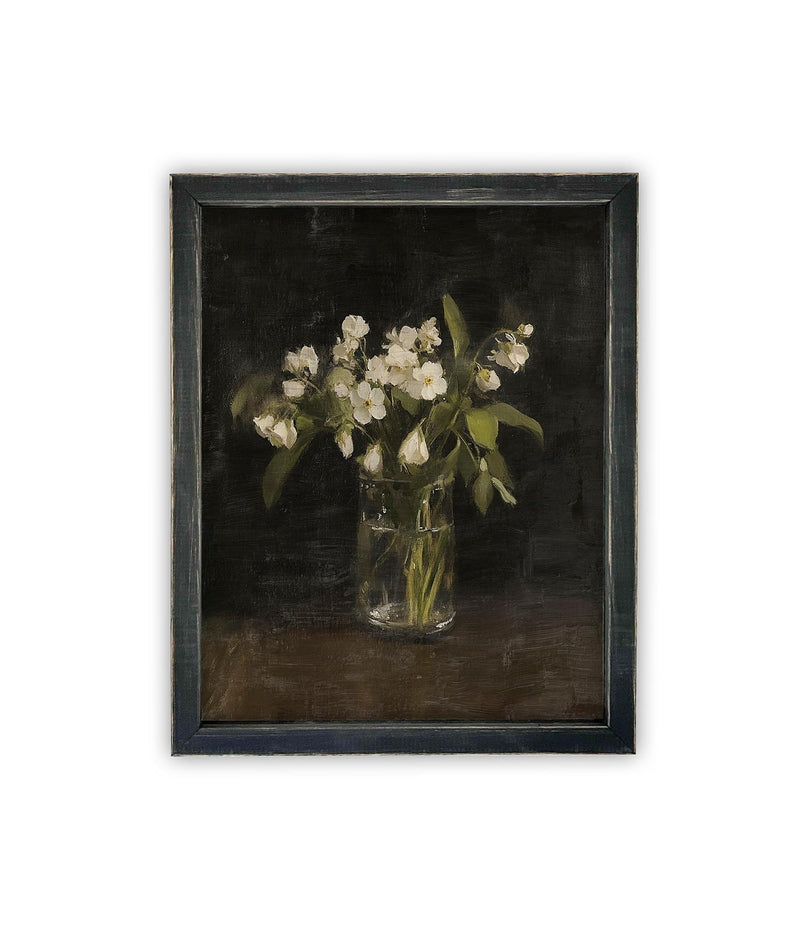 Vintage Framed Canvas Art // Framed Vintage Floral Print // Vintage Flowers Painting // Still Life Botanical Farmhouse print //#BOT-165