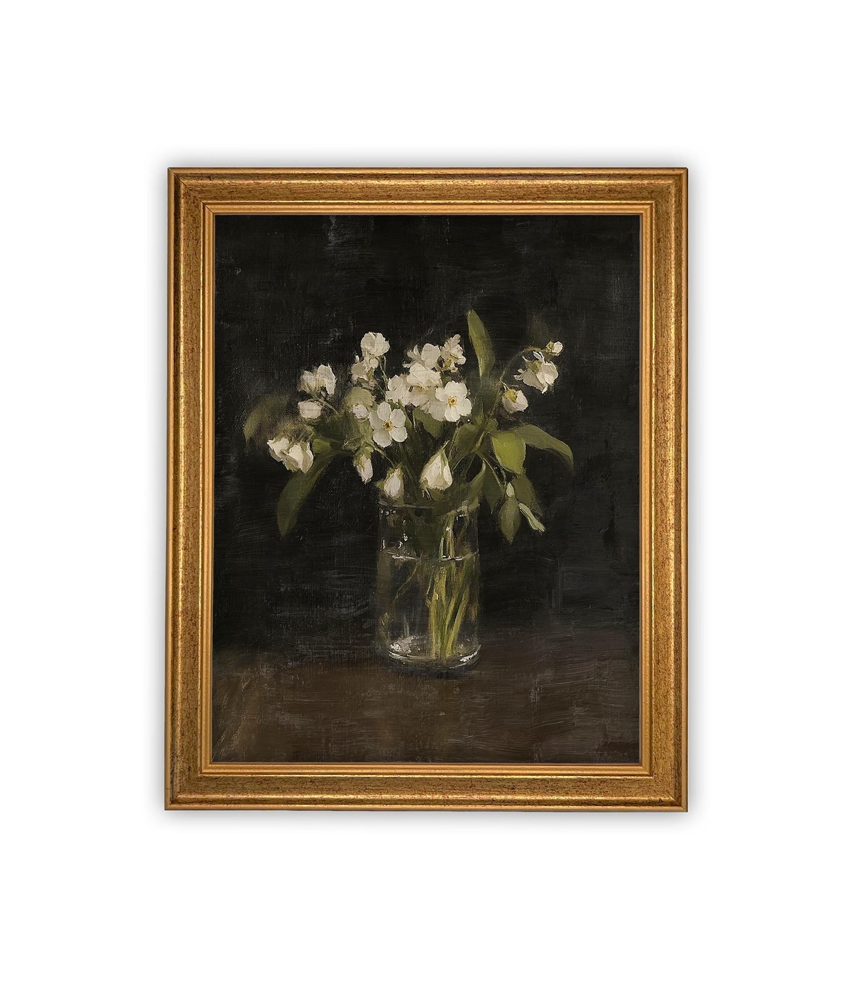 Vintage Framed Canvas Art // Framed Vintage Floral Print // Vintage Flowers Painting // Still Life Botanical Farmhouse print //#BOT-165