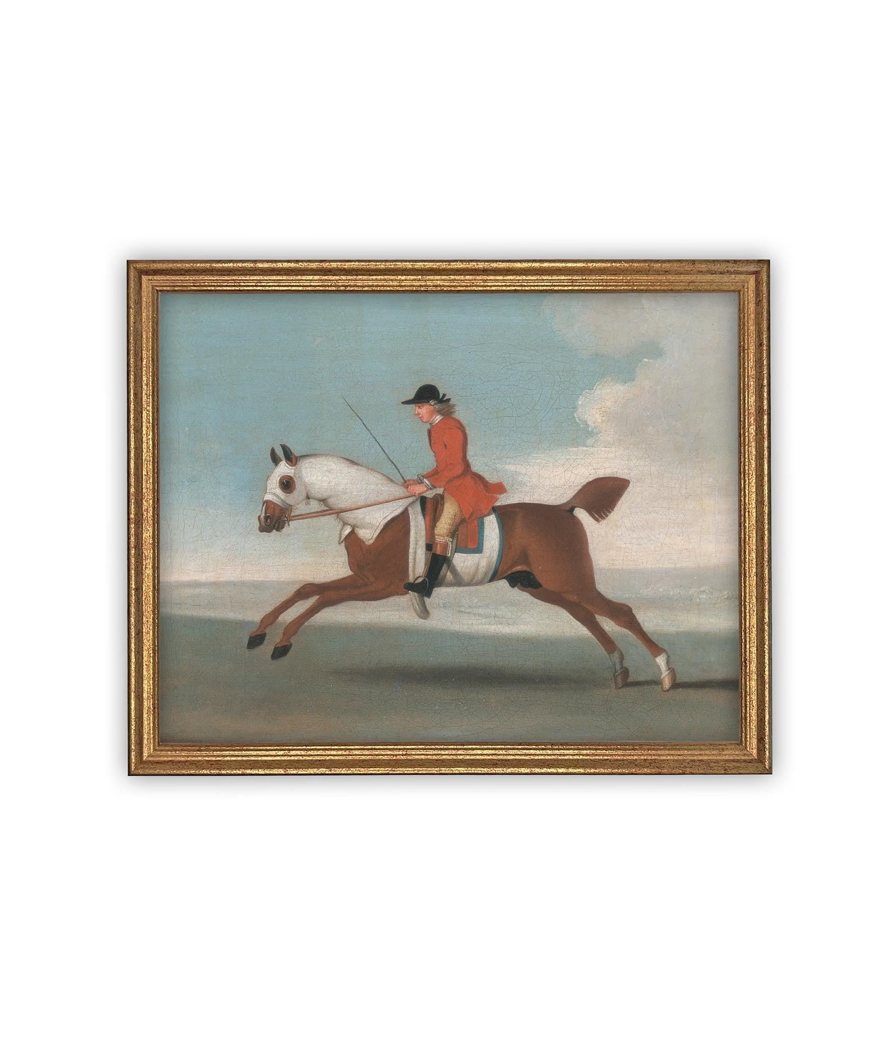 Vintage Framed Canvas Art // Framed Vintage Print // Vintage Horse Painting // Antique Equestrian Art // Farmhouse Print //#A-190