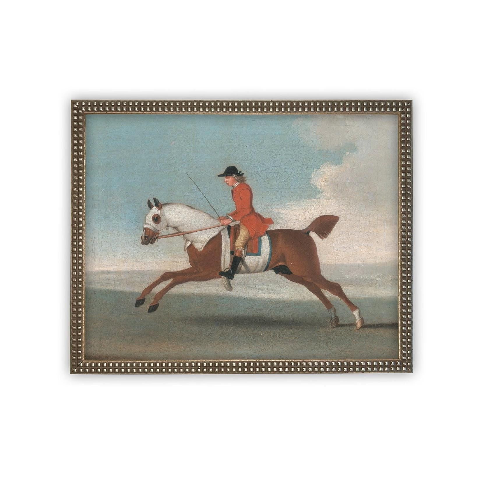 Vintage Framed Canvas Art // Framed Vintage Print // Vintage Horse Painting // Antique Equestrian Art // Farmhouse Print //#A-190
