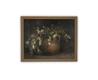 Vintage Framed Canvas Art // Framed Vintage Floral Print // Vintage Greens Painting // Still Life Botanical Farmhouse print //#BOT-164
